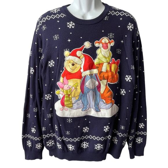 Disney Winnie the Pooh and Friends Large Appliqué Christmas Sweater Size Large - Picture 1 of 6